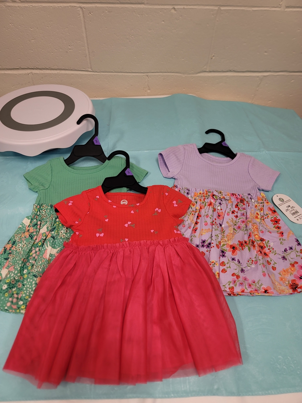 Girls Floral & Tulle Dress - Pink, Lavender, Green Options